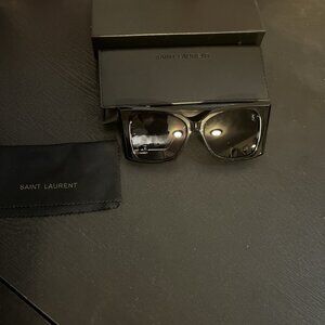 NEW Saint Laurent SLM119 BLAZE 001 Black Grey Oversized Cat Eye Women Sunglasses